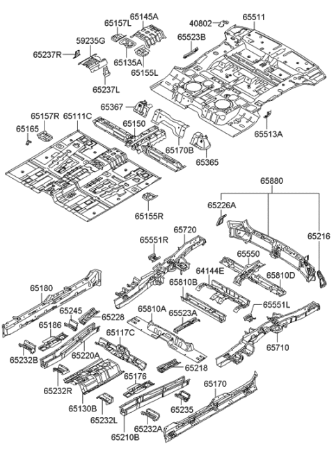 2021 Hyundai Venue  Member Assembly-Center Floor Side, RH Diagram for 652200W500