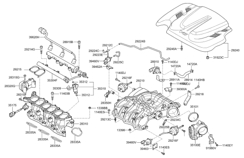 2010 Hyundai Sonata  Gasket-Intake Manifold, Rear Diagram for 283142G000