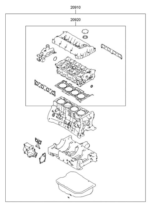 2010 Hyundai Sonata Gasket Kit-Engine Overhaul Diagram for 209102GM02