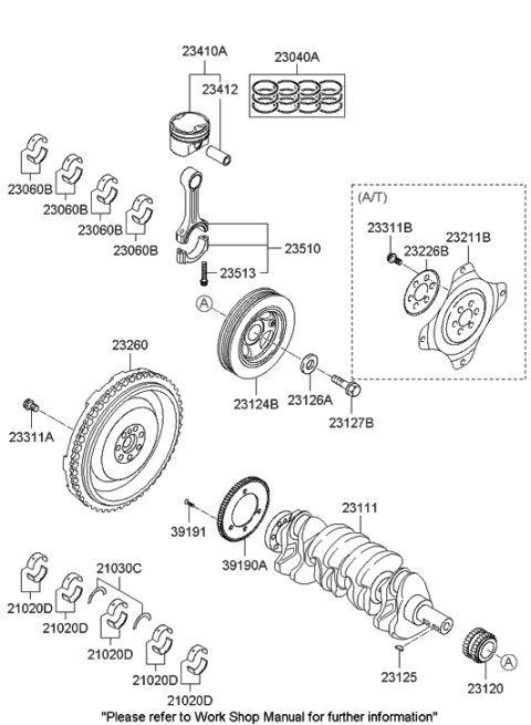 2021 Hyundai Venue  Bearing Pair Set-Crank shaft Diagram for 210202G030