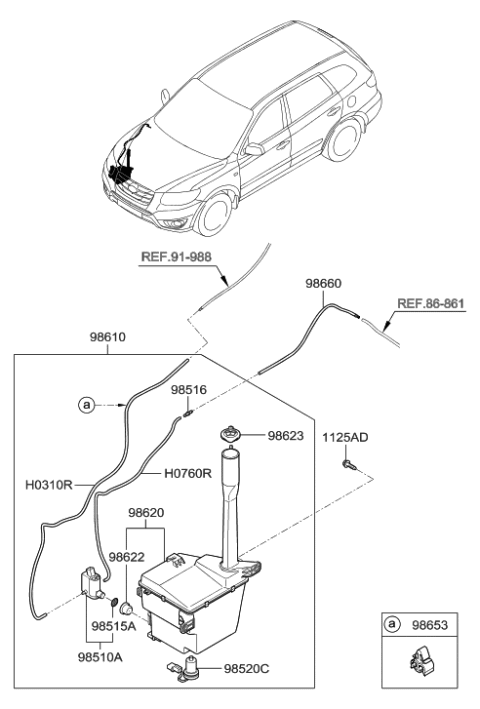 2021 Hyundai Venue  Reservoir & Pump Assembly-Washer Diagram for 986102B600