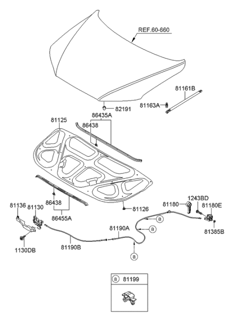 2021 Hyundai Venue Cover-Hood Latch Diagram for 811352B200