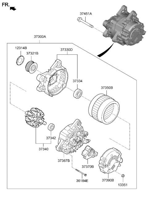2006 Hyundai Azera Regulator Assembly-Generator Diagram for 373702S200