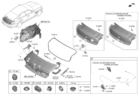 2014 Hyundai Sonata Hybrid  PUSH BUTTON ASSY-T/LID INR Diagram for 81207T10004X