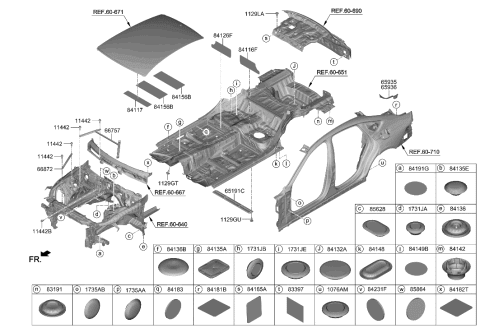 2006 Hyundai Azera Pad-Antivibration Rear Floor Front, RH Diagram for 84164D2000