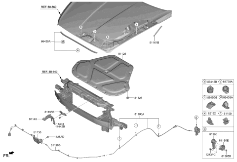 2006 Hyundai Azera  Handle Assembly-Hood Latch Release Diagram for 81181B1000NNB