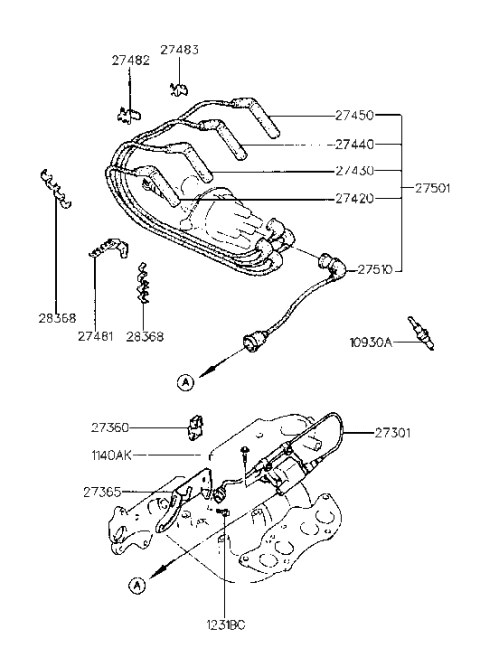 2010 Hyundai Equus  Cable Assembly-Spark Plug No.4 Diagram for 2745032560