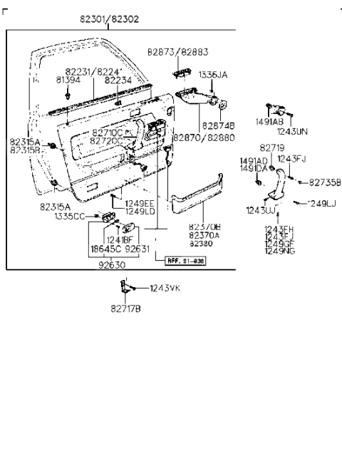 2008 Hyundai Entourage  Pocket-Door Map, LH Diagram for 8237033010AQ