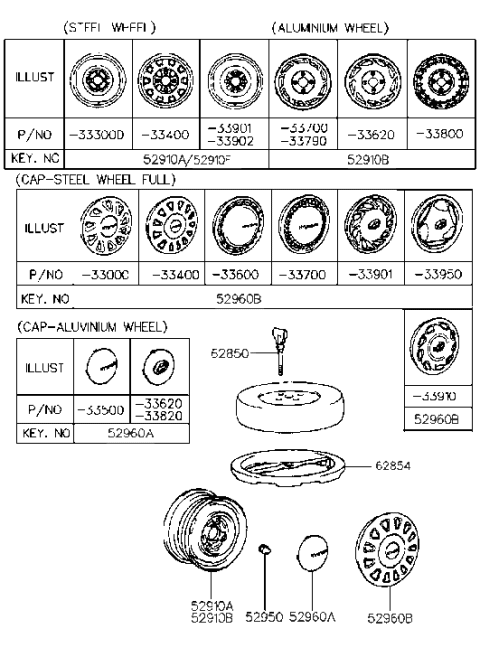 2011 Hyundai Equus  Steel Wheel Hub Cap Assembly Diagram for 5296033500