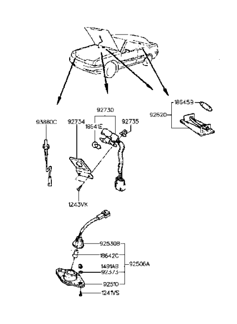 2008 Hyundai Entourage License Lamp Holder & Wiring Diagram for 9253033000
