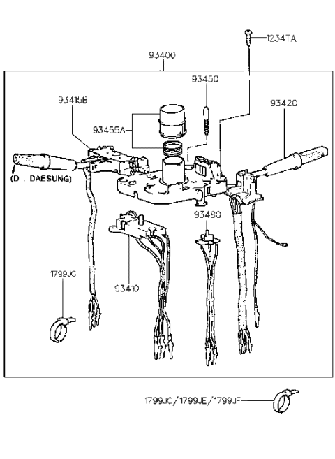 2011 Hyundai Equus  Switch Assembly-Wiper & Washer Diagram for 9342033000