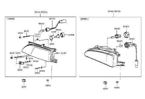 2008 Hyundai Entourage  Retainer-Headlamp Adjust Lower Diagram for 9215133050