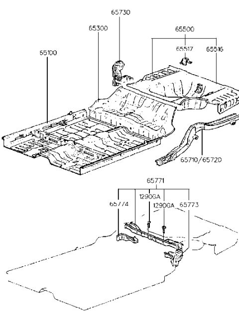 2014 Hyundai Equus Extension-Rear Floor Center CROSSMEMBER, RH Diagram for 6577433100