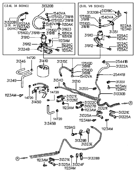 2007 Hyundai Entourage Tube-Fuel Return Diagram for 3133033400