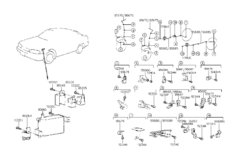 2007 Hyundai Entourage  Clip-Abs Front Wheel Diagram for 9567836000