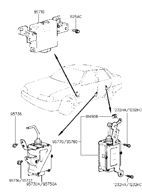 2007 Hyundai Entourage Actuator Assembly-Rear Door, LH Diagram for 9577033100