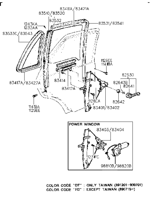 2011 Hyundai Equus Strip-Seal Door Glass Grip Diagram for 8341433000