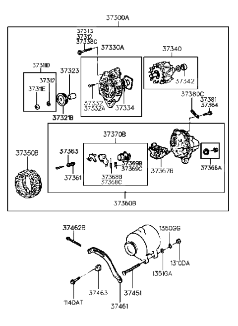 2007 Hyundai Entourage  Stator Assembly-Generator Diagram for 3735032120