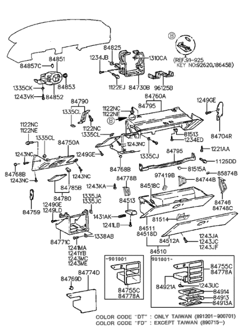 2007 Hyundai Entourage  Bracket Assembly-Lower Crash Pad Support Diagram for 8477833500