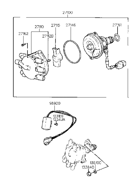 2007 Hyundai Entourage  Rotor Assembly-Distributor Diagram for 2711532500