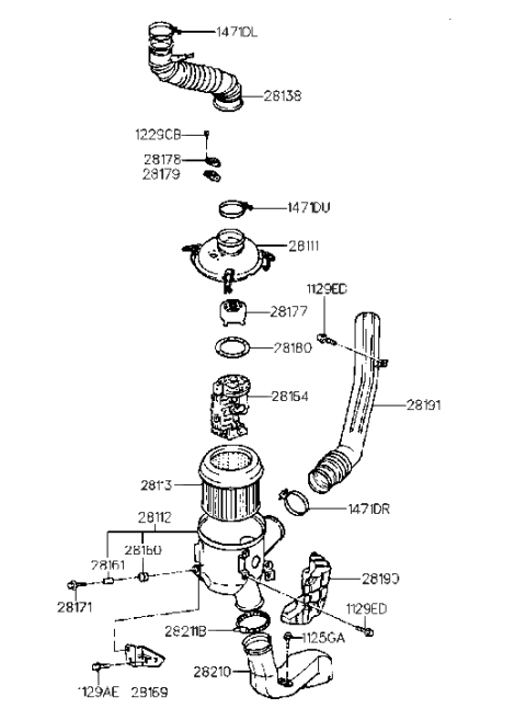2014 Hyundai Equus  Cover-Air Cleaner Diagram for 2811132510