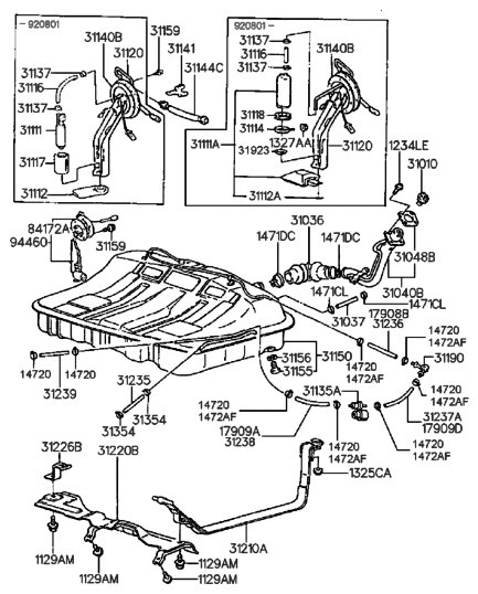 2007 Hyundai Entourage Clamp Assembly-Fuel Pump Diagram for 3114133000