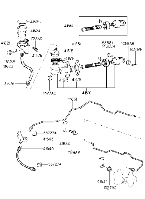 2010 Hyundai Equus  Bracket-Manual TRANSAXLE Clutch Hose & Tub Diagram for 4164333050