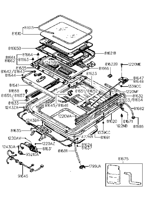 2011 Hyundai Equus  Bracket-Sunroof Set, Rear Diagram for 8167133000