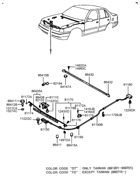 2014 Hyundai Equus  Bumper-Hood Stop Adjust Diagram for 8641121000