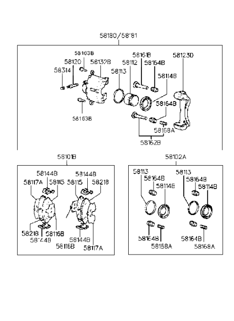 2011 Hyundai Equus  Front Disc Brake Pad Kit Diagram for 5810133A00