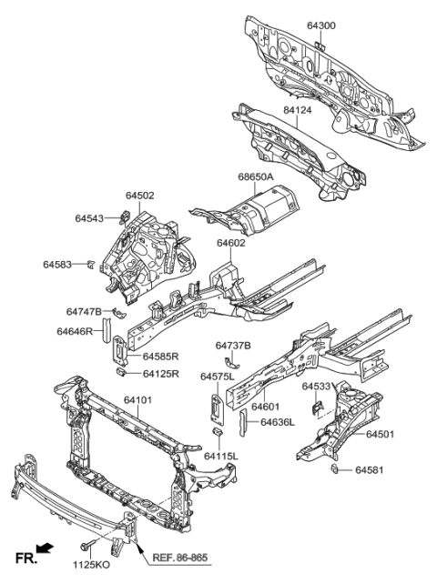 2001 Hyundai Santa Fe Insulator-Dash Panel Diagram for 84124B8000