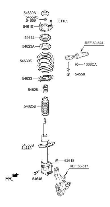 2017 Hyundai Sonata  Strut Assembly, Front, Right Diagram for 54661B8700