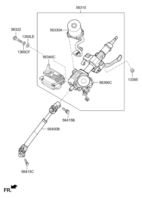 2016 Hyundai Sonata Motor Assembly Diagram for 563302W800