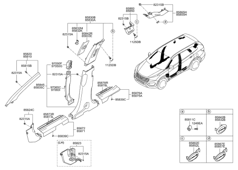 2015 Hyundai Sonata  Clip-Trim Mounting Diagram for 85815B1000