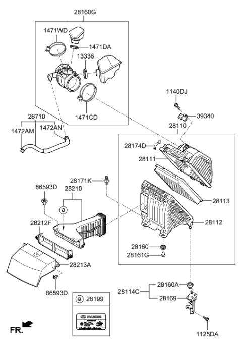 2016 Hyundai Sonata Duct-Extension Diagram for 282122W100