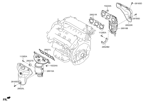 2001 Hyundai Santa Fe  Protector-Heat, RH Diagram for 285253C750
