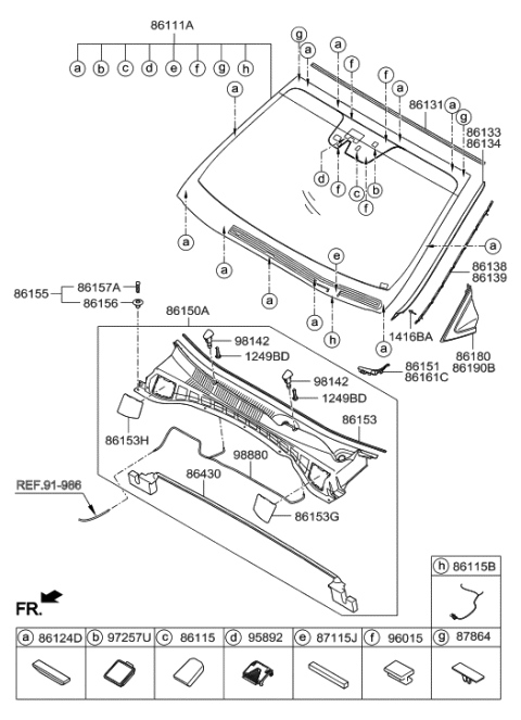 2001 Hyundai Santa Fe Dam-Rear Window Glass Diagram for 871153S000