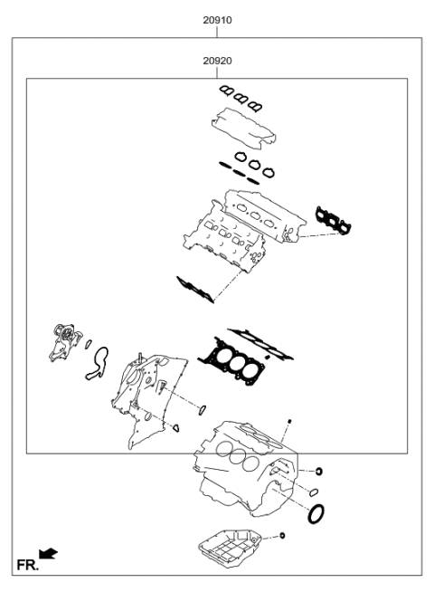 2017 Hyundai Sonata Gasket Kit-Engine Overhaul Upper Diagram for 209203CA08