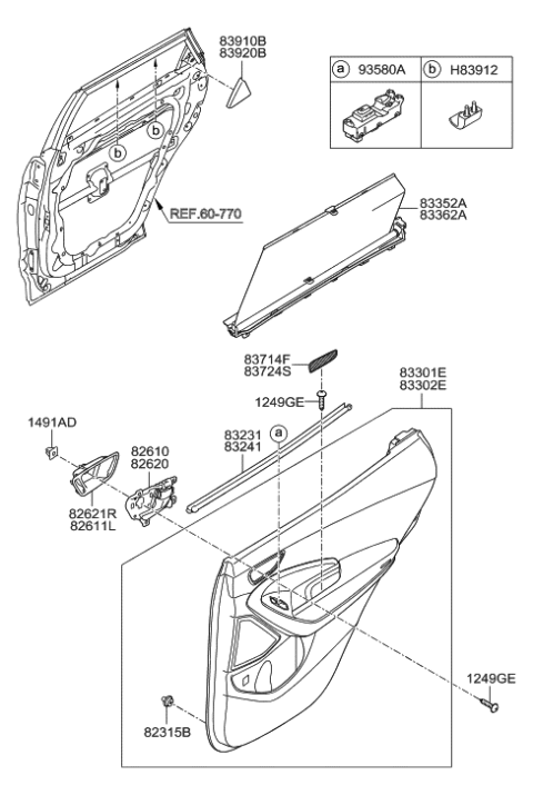 2015 Hyundai Sonata  Weatherstrip-Rear Door Belt Inside RH Diagram for 83241B8100