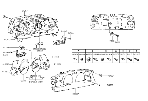 2006 Hyundai Santa Fe Glass & Bezel Assembly-Cluster Diagram for 9436023300