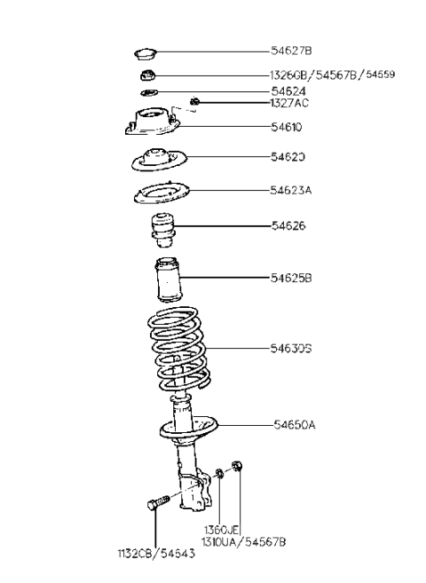 2003 Hyundai Santa Fe  Nut Diagram for 5456736000