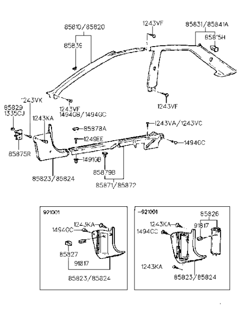 2005 Hyundai Santa Fe  Trim-Cowl Side LH Diagram for 8582323000AQ