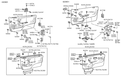 2002 Hyundai Santa Fe  Fastener-Door Trim Diagram for 8231521010