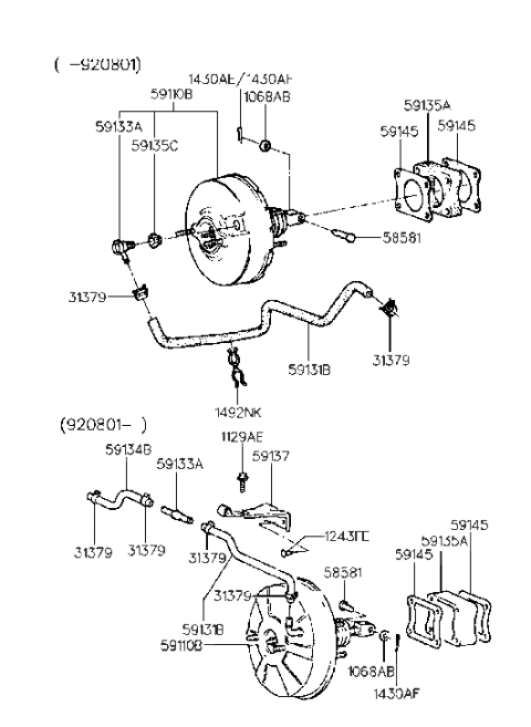 2004 Hyundai Santa Fe Hose-Brake Booster Vacuum Diagram for 5913123200