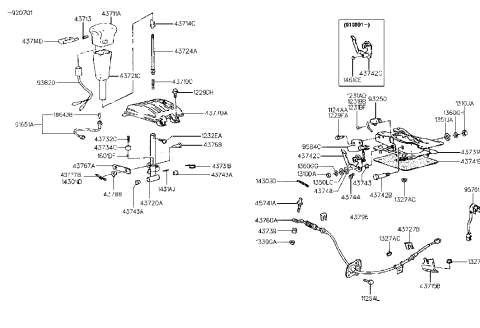 2006 Hyundai Santa Fe  Cover-Shift Lever Diagram for 4371823700