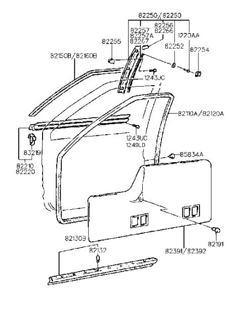 2005 Hyundai Santa Fe  Clip-Door Belt Outside Weatherstrip Mounting Diagram for 8321924000