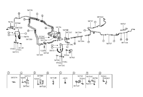 2004 Hyundai Santa Fe Clip-Brake Fluid Line Diagram for 4162423081