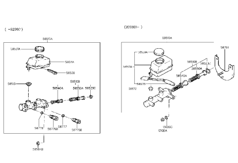 2002 Hyundai Santa Fe  Reservoir-Master Cylinder Diagram for 5851124001