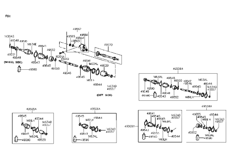 2002 Hyundai Santa Fe  Shaft Assembly Diagram for 4957023700