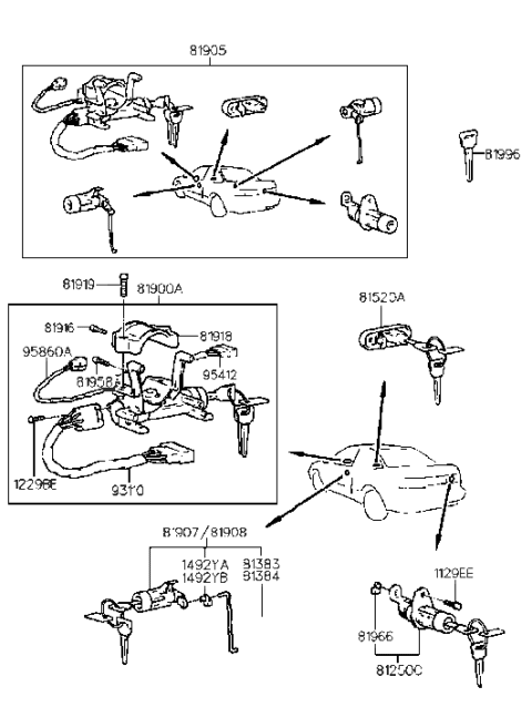 2004 Hyundai Santa Fe  Blanking Key Diagram for 8199623000